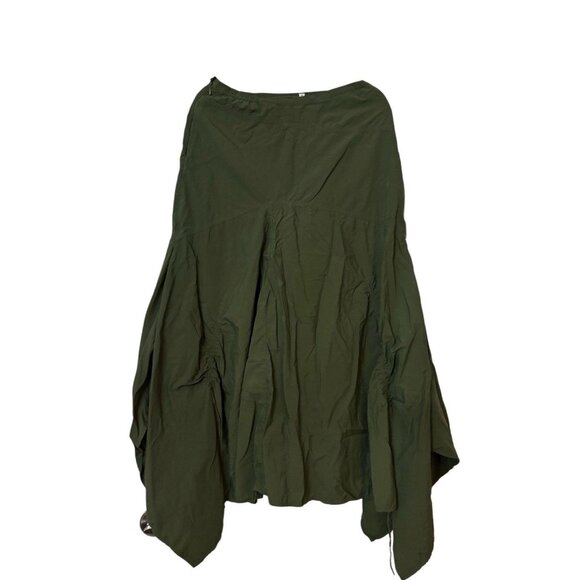 Hanna For La Journee Hunter Green Asymmetrical Ruched Midi Skirt, Size 2, Boho - Picture 1 of 5